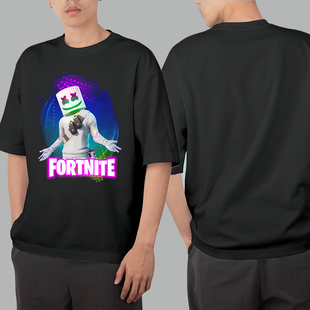 Oversized Black Fortnite Graphic T-Shirt – Gamer Edition