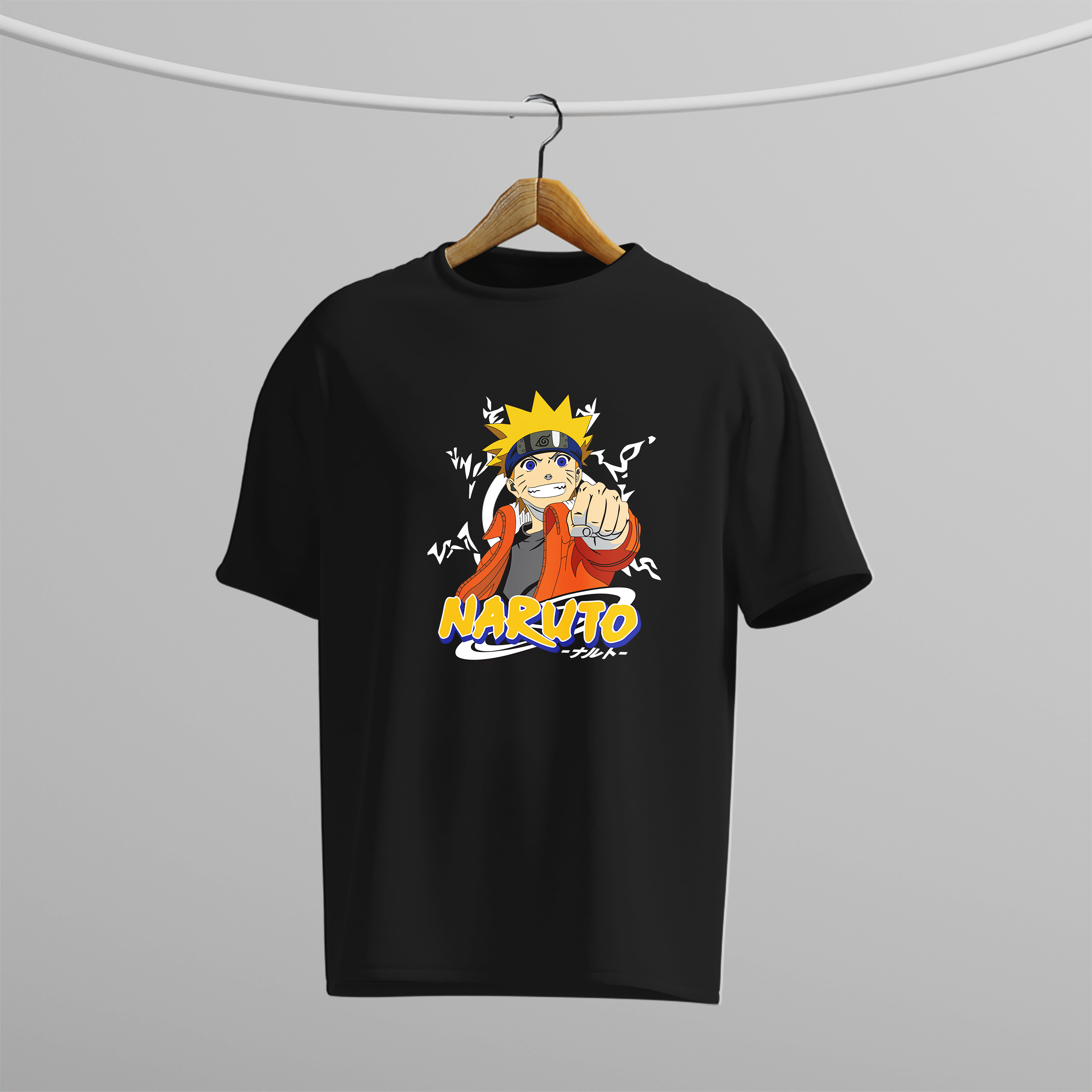 Stylish Men’s Naruto Anime Black T-Shirt