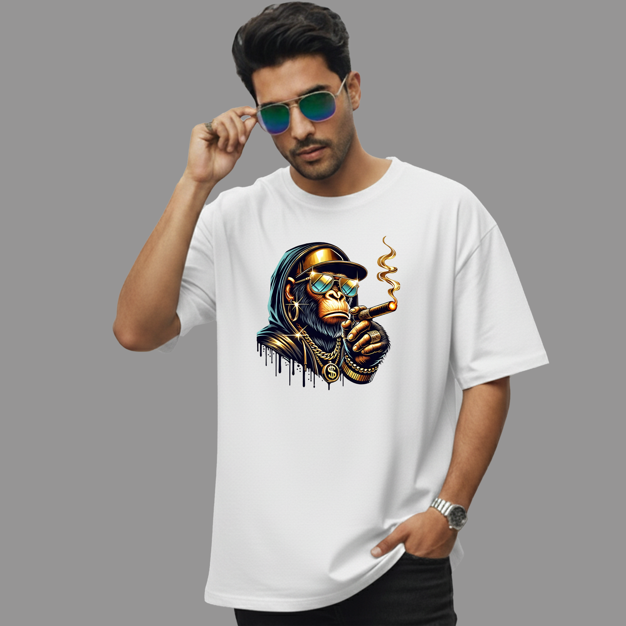 Streetwear King – Hip Hop Monkey Graphic T-Shirt