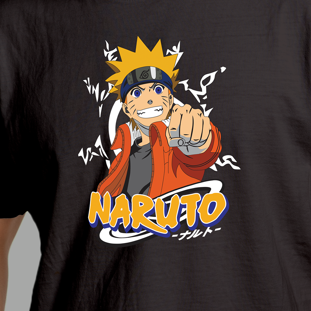 Stylish Men’s Naruto Anime Black T-Shirt