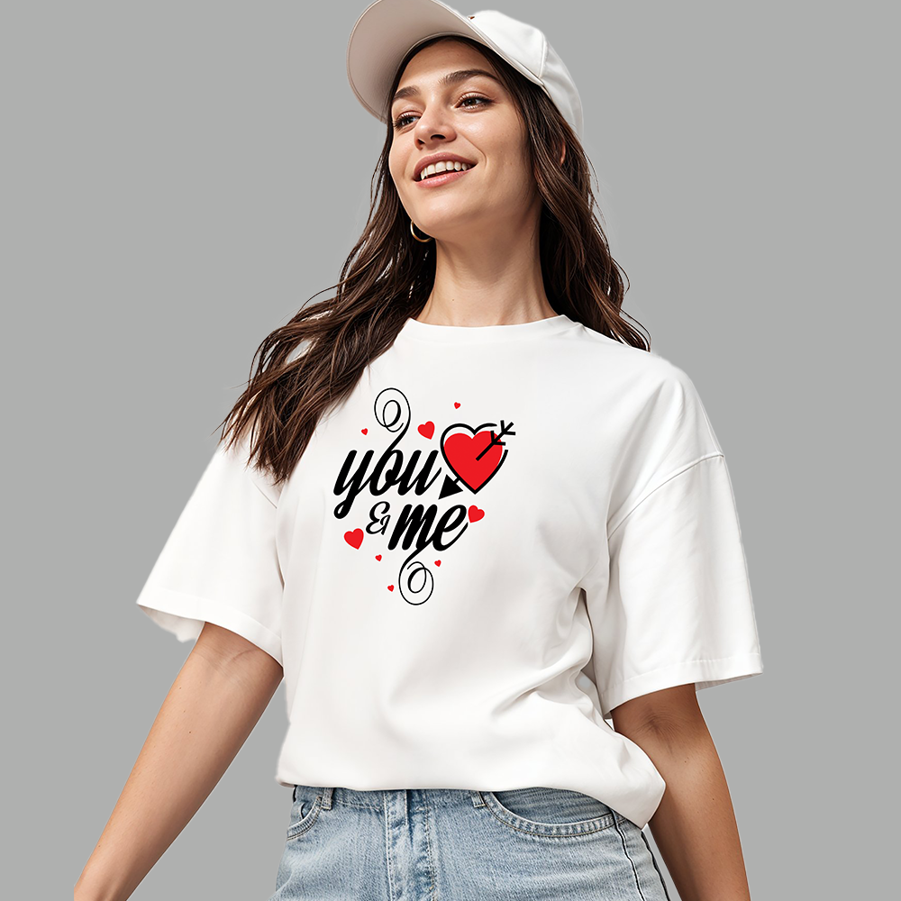 You + Me Printed T-Shirt – Stylish Love Tee for Women