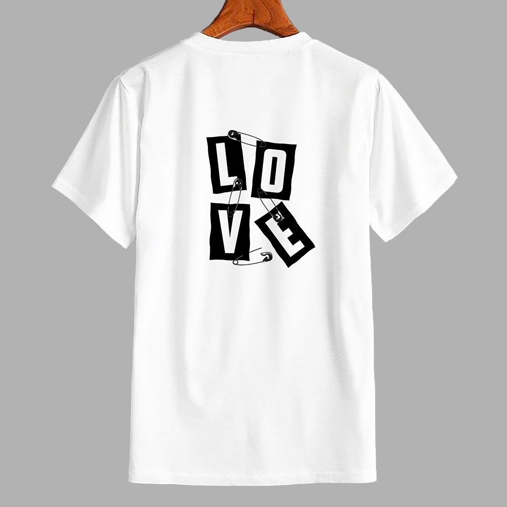 Punk-Inspired Love Tee – White Casual Statement Top