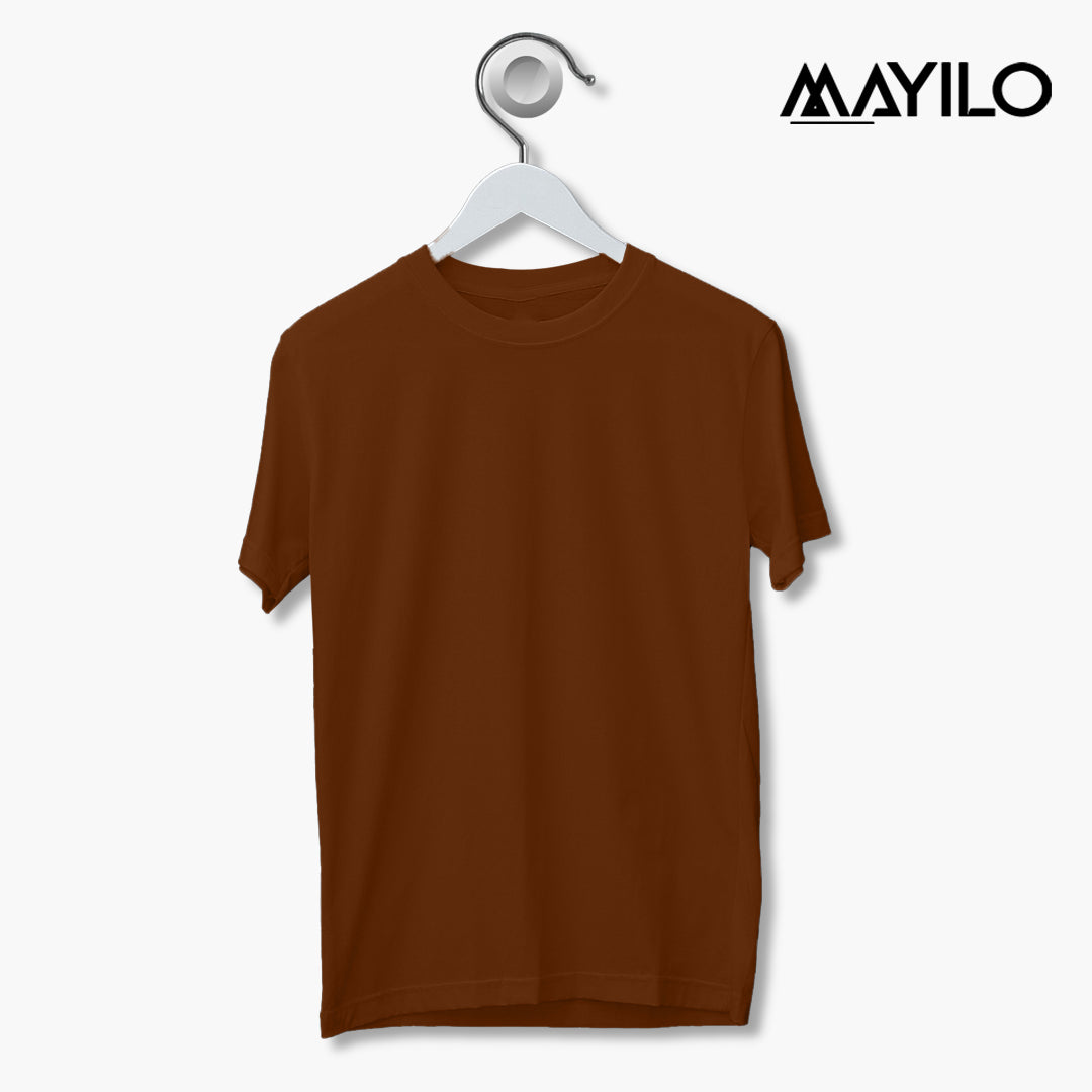Round Neck Half Sleeve - Coffee Brown