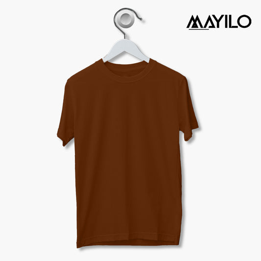Round Neck Half Sleeve - Coffee Brown