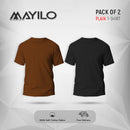Coffee brown and Black Plain Round Neck Combos