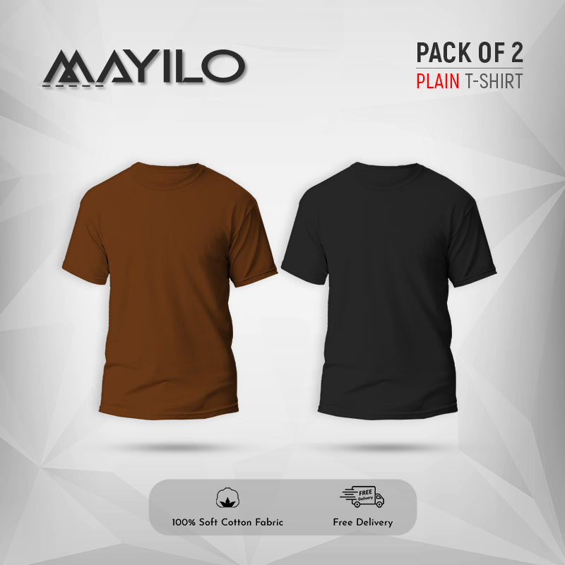 Coffee brown and Black Plain Round Neck Combos