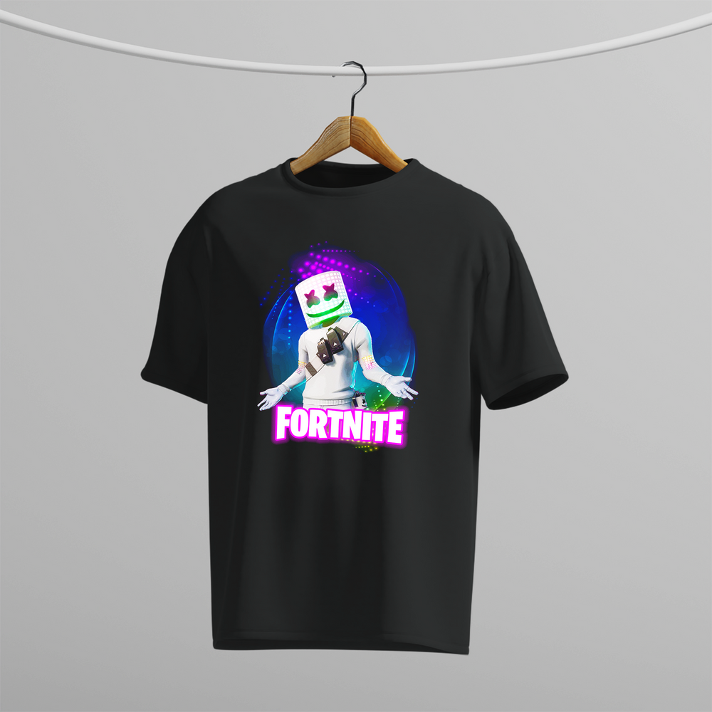 Oversized Black Fortnite Graphic T-Shirt – Gamer Edition