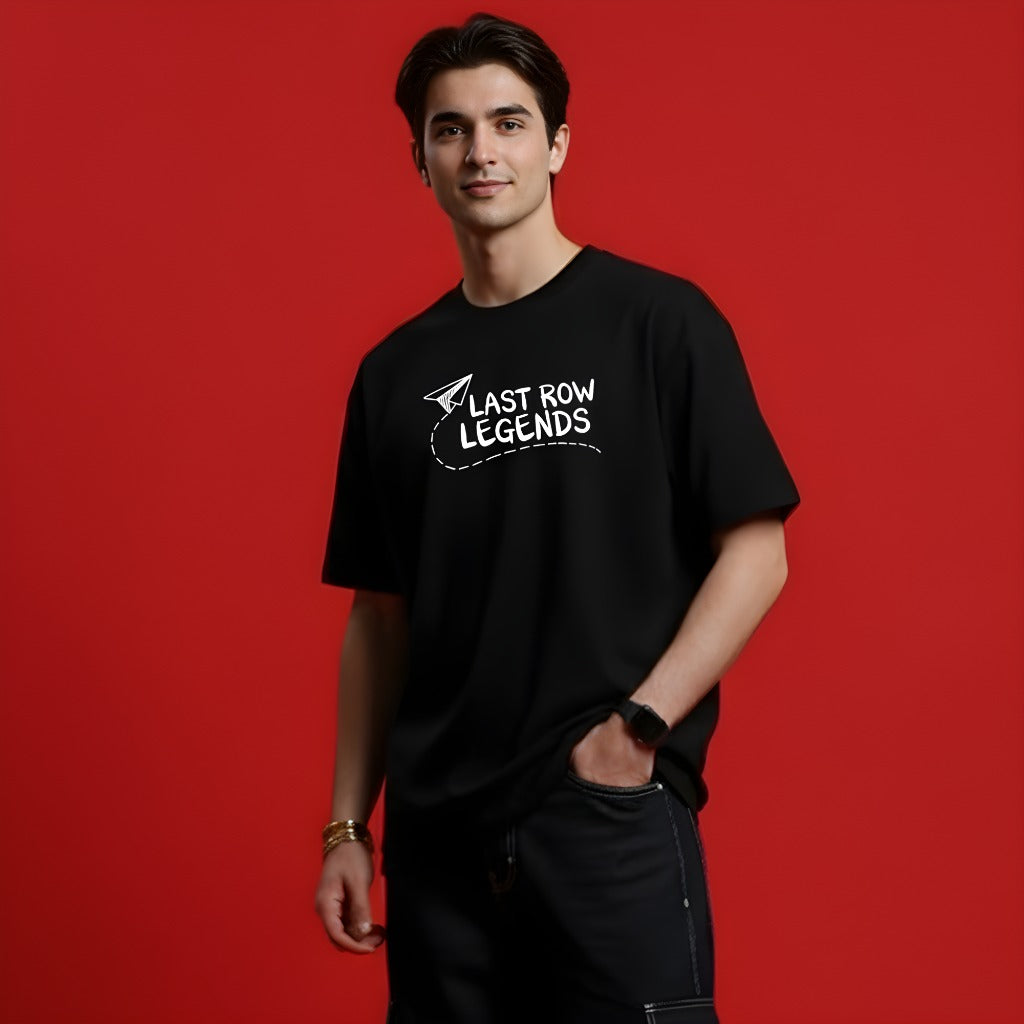 "Last Row Legends" T-Shirt | Funny Back Benchers College Tee | Black Oversized Graphic T-Shirt