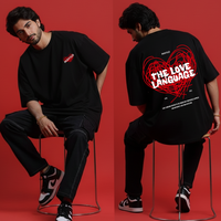 MAYILO Oversized Fit T-Shirt | "The Love Language" Back Print Graphic Tee in Black