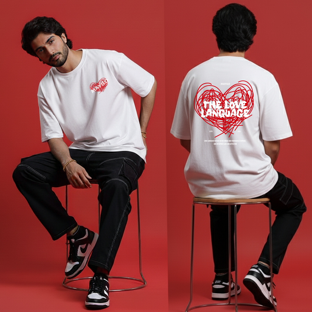 Scribbled Heart Graphic Tee | "The Love Language" Aesthetic T-Shirt | MAYILO Unisex Black Top