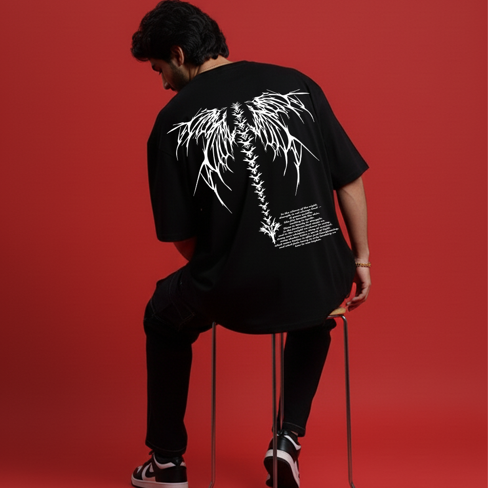 Unisex Black Oversized T-Shirt with Unique Abstract Back Graphic | MAYILO Streetwear