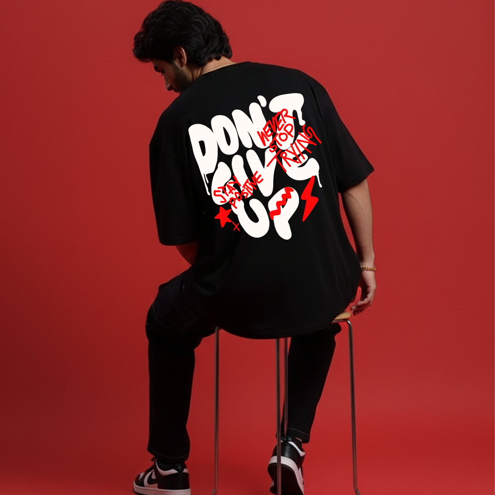 Unisex Black Oversized Statement Tee | Edgy Text Back Graphic | MAYILO Comfort Fit