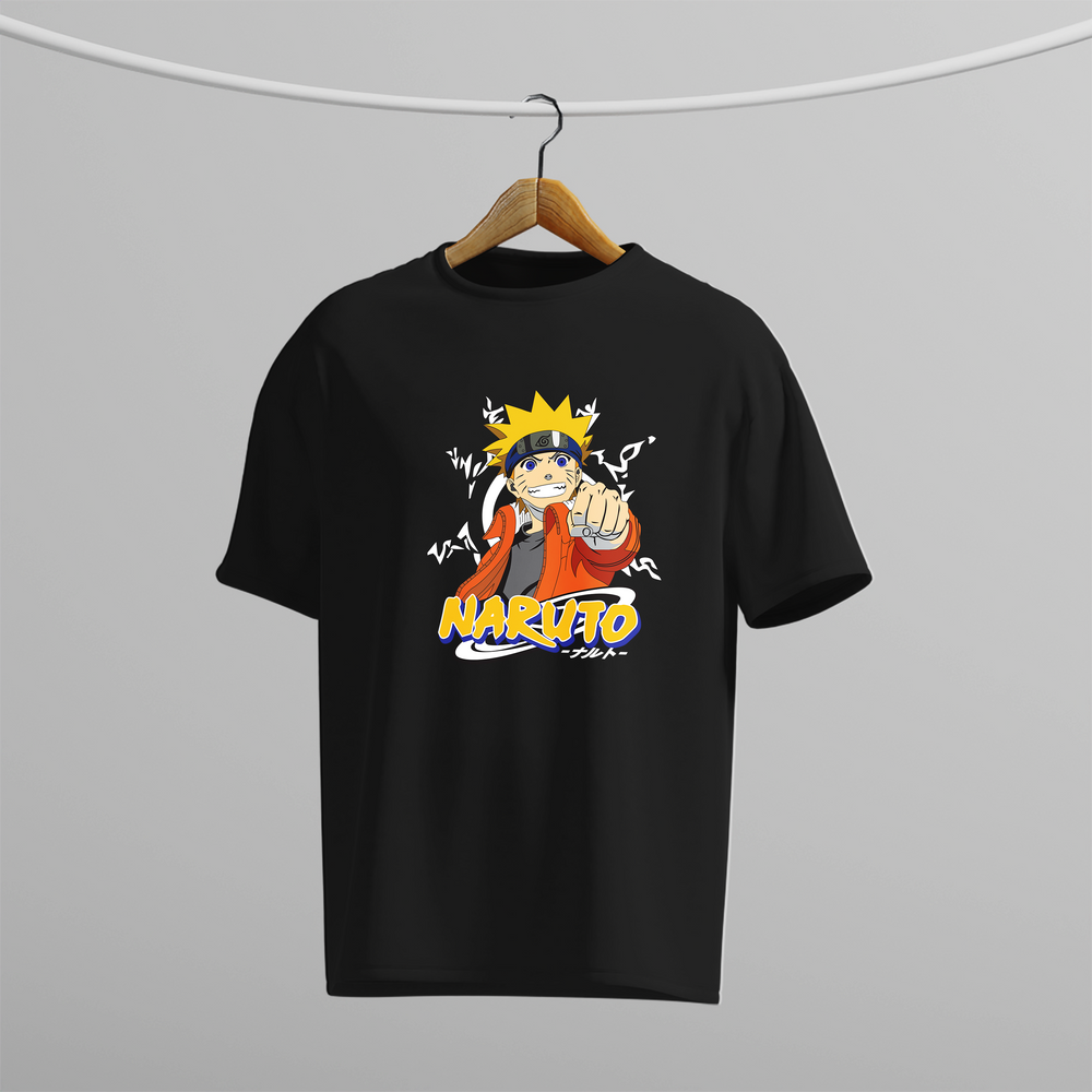 Stylish Men’s Naruto Anime Black T-Shirt