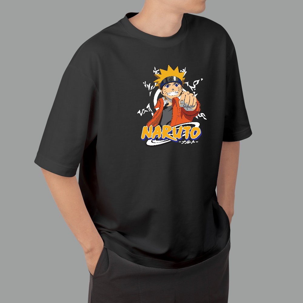 Stylish Men’s Naruto Anime Black T-Shirt
