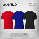Red ,Royal Blue and Black Plain Round Neck Combos (Pack of 3)