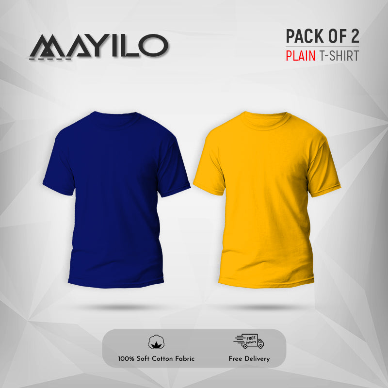 Royal Blue and Yellow Plain Round Neck Combos