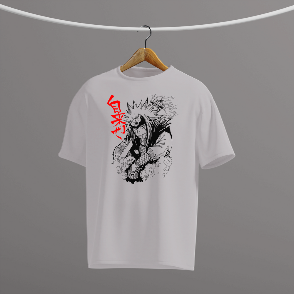 Naruto Anime White T-Shirt with Bold Black Print | Oversized Fit