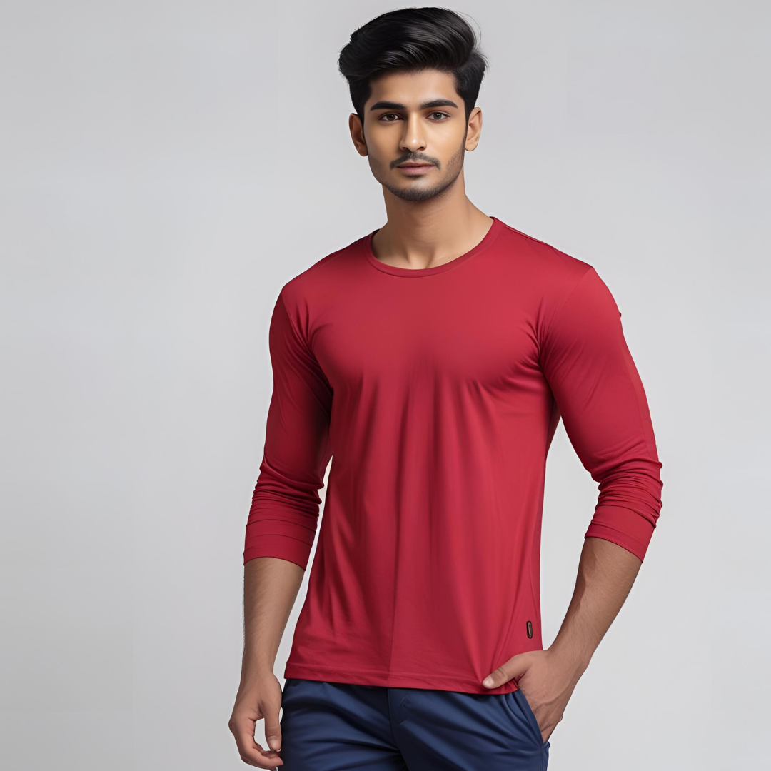 Men's Plain Round Neck Full Sleeve T-Shirt