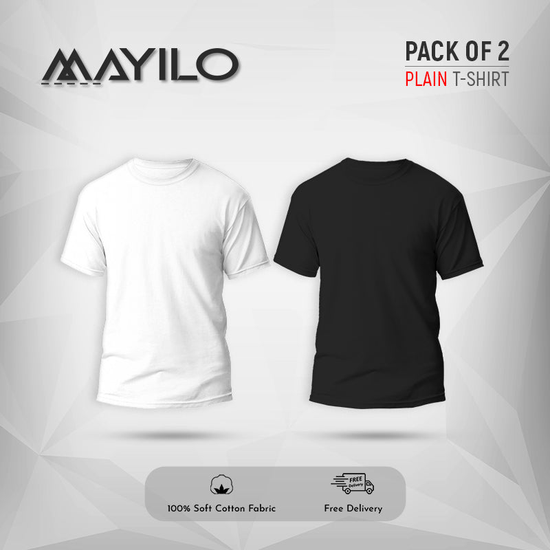 White and Black Plain Round Neck Combos