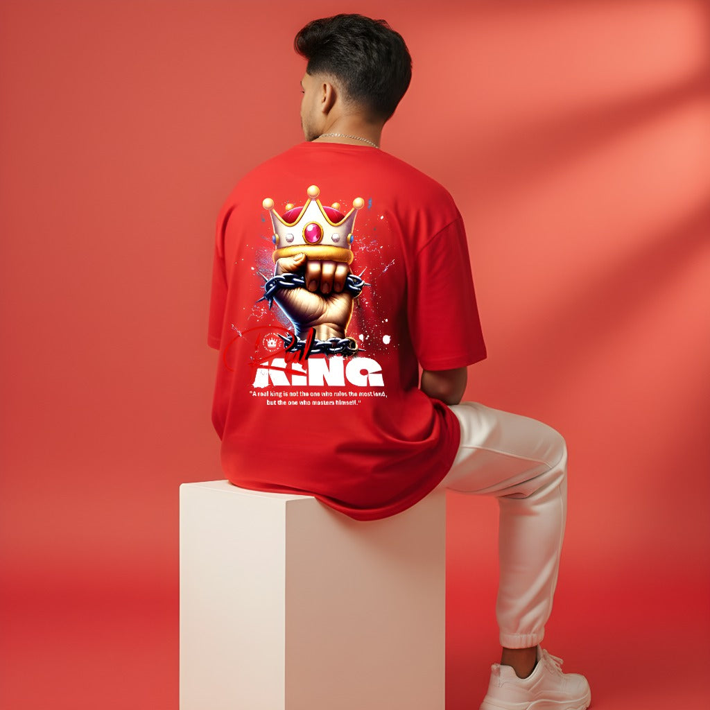 "Real King" Mindset Crown Fist Graphic Oversized T-Shirt