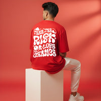 Take The Risk" Groovy Font Oversized Red T-Shirt