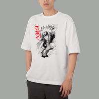 Naruto Anime White T-Shirt with Bold Black Print | Oversized Fit