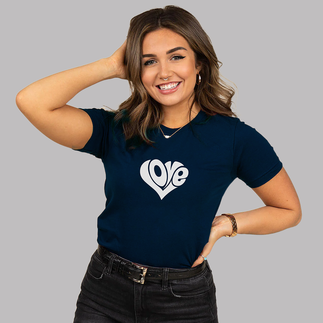 Blue "Love" Graphic T-Shirt – Casual Unisex Tee