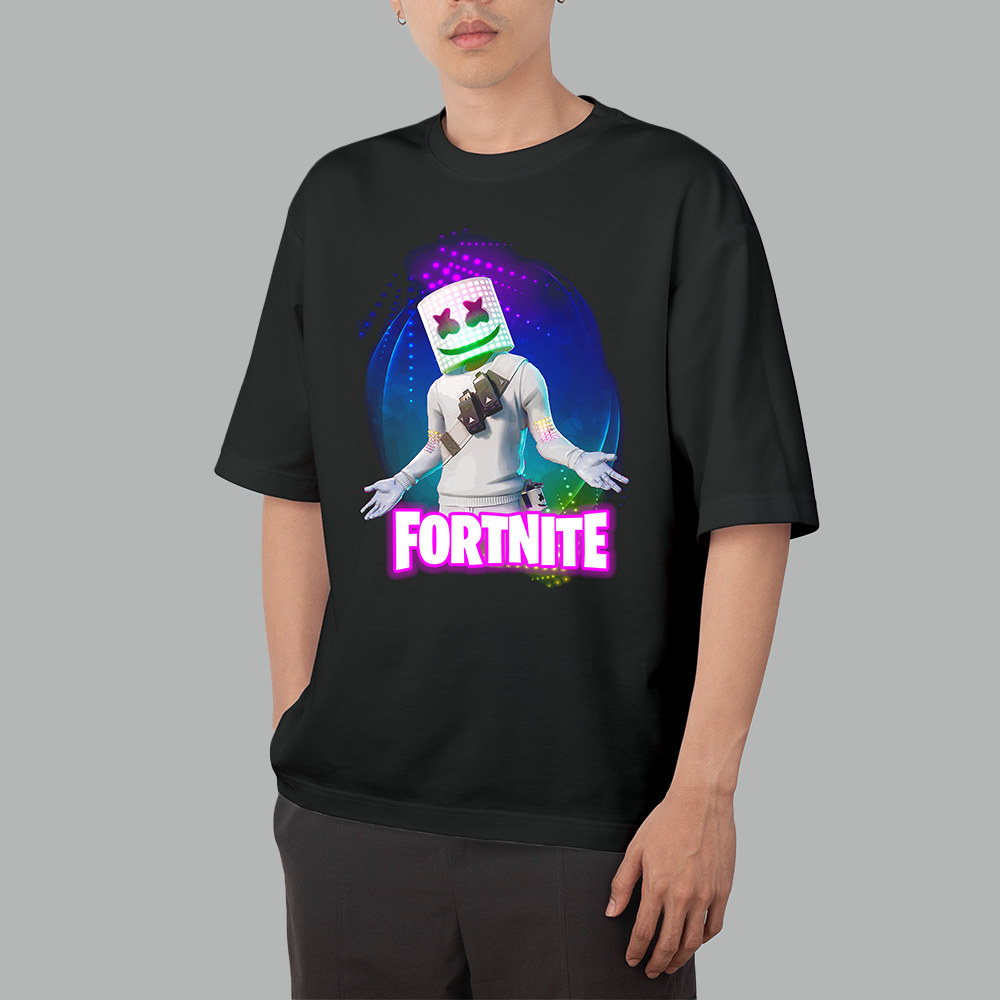 Oversized Black Fortnite Graphic T-Shirt – Gamer Edition