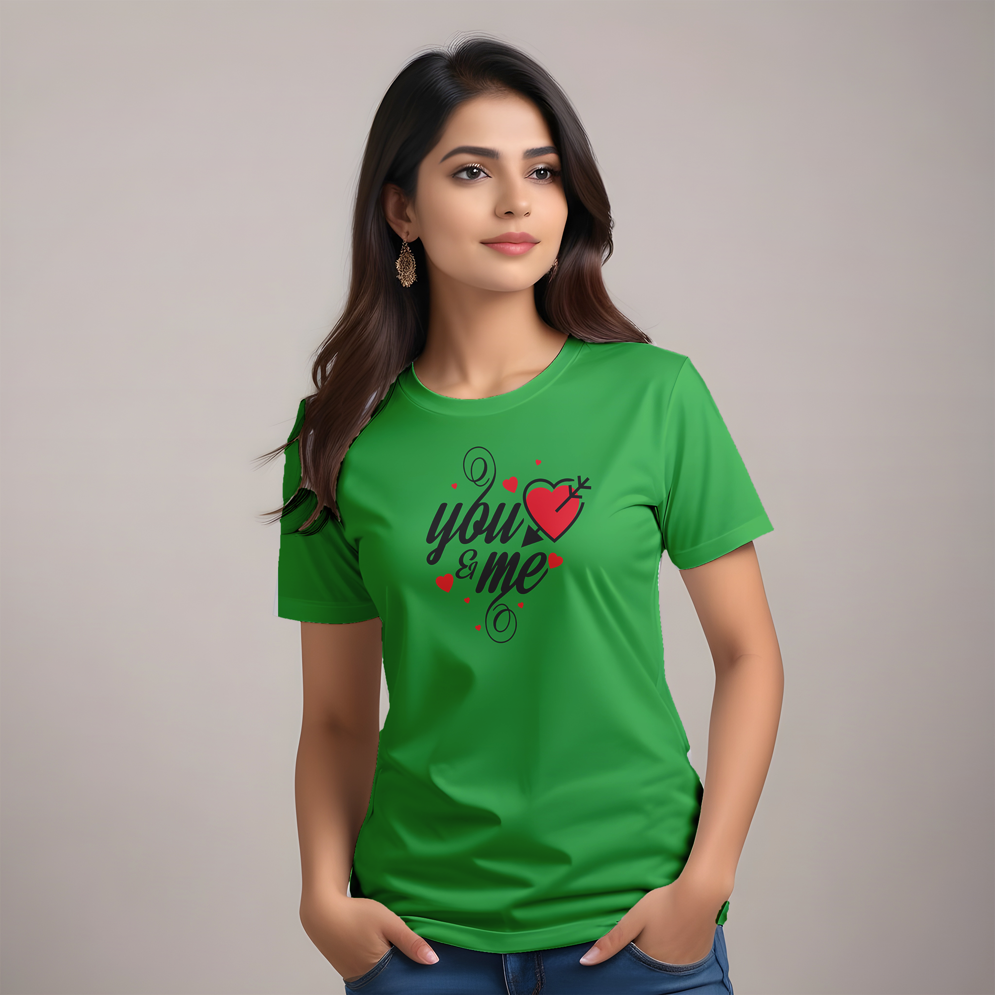 "You & Me" Heart Graphic T-Shirt – Casual Women’s Tee