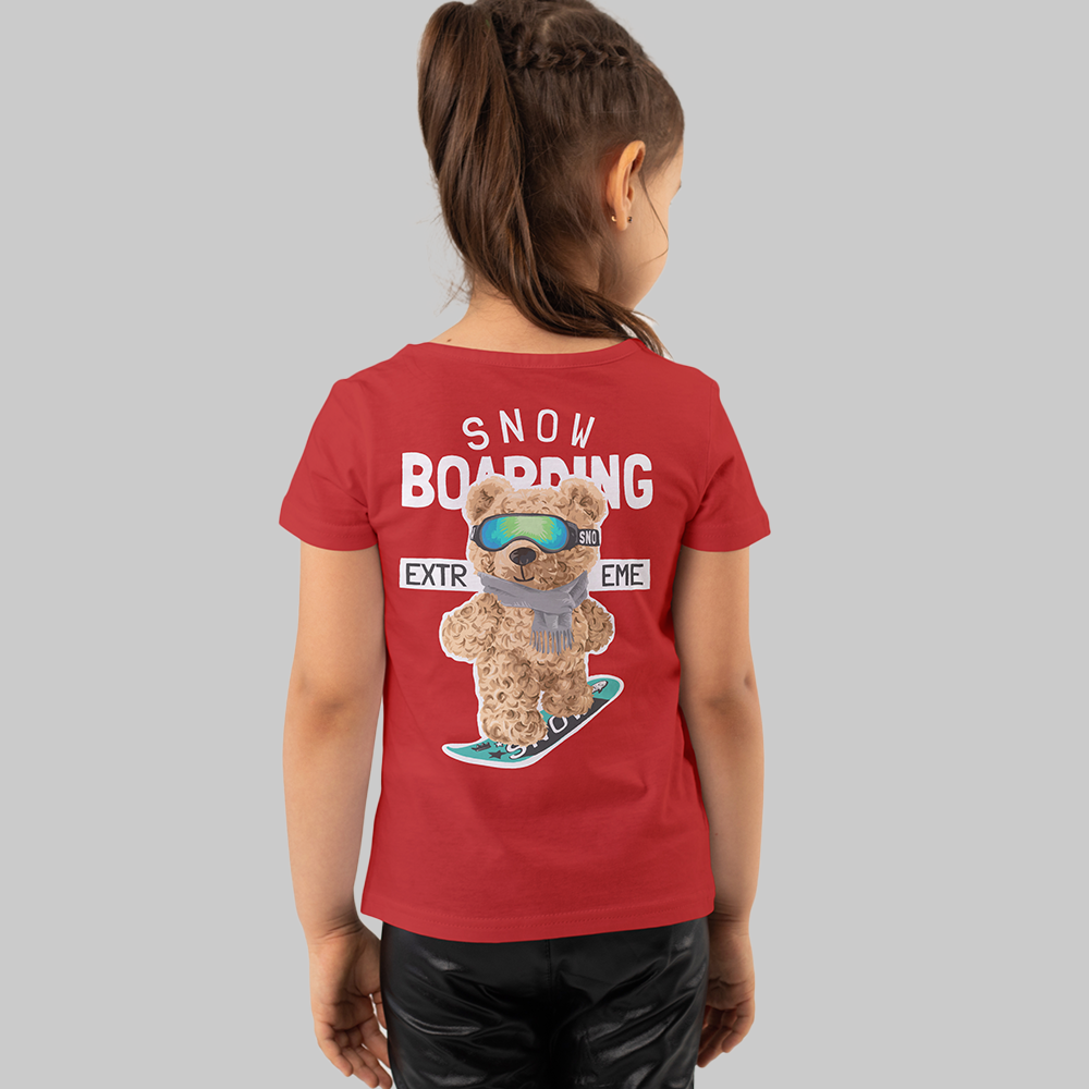 Teddy Bear Kids Back Print T-Shirt – Cute & Comfy for Kids