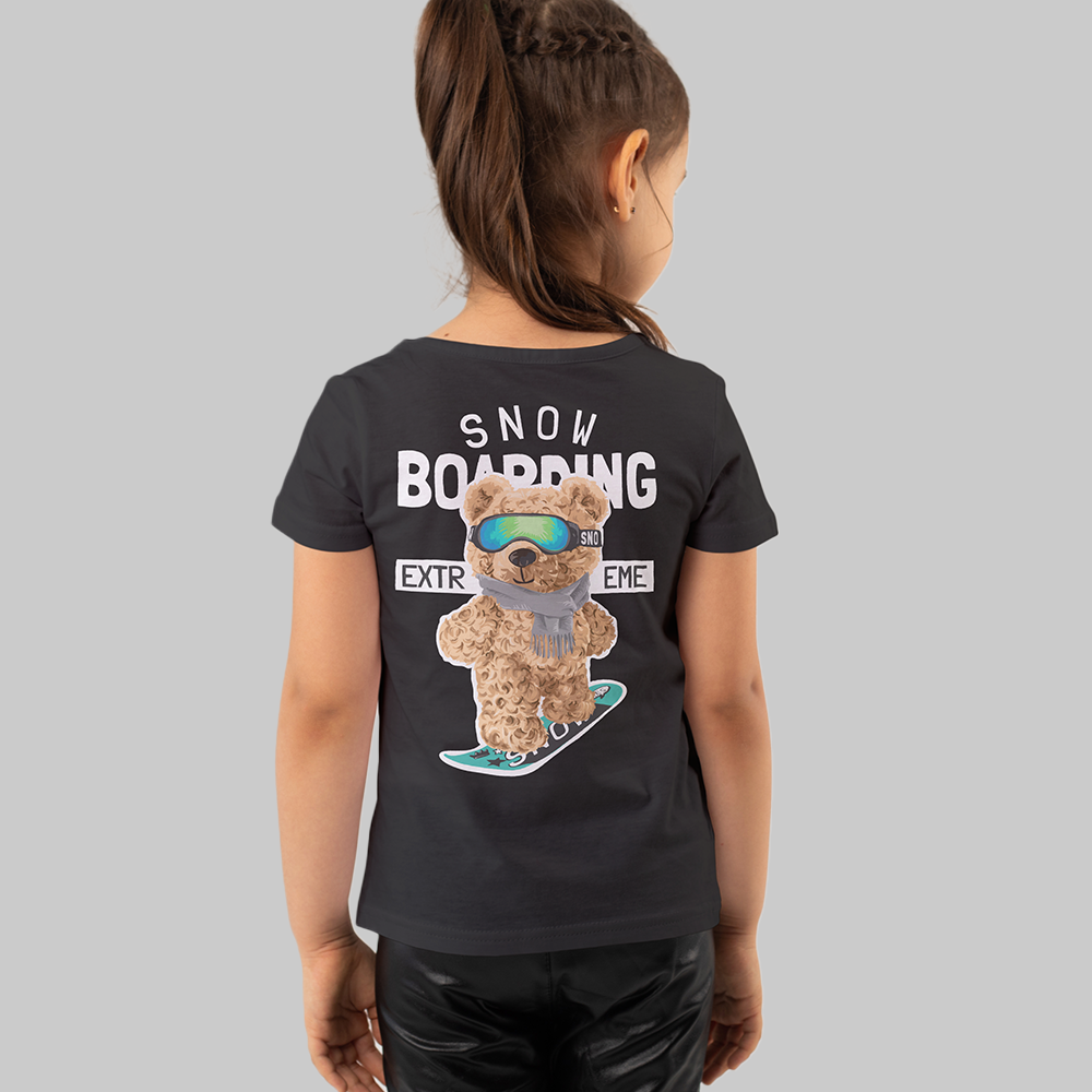 Teddy Bear Kids Back Print T-Shirt – Cute & Comfy for Kids