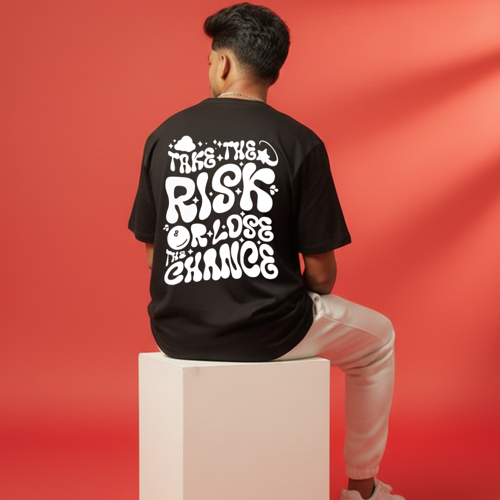 Take The Risk" Groovy Font Oversized Red T-Shirt