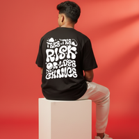 Take The Risk" Groovy Font Oversized Red T-Shirt