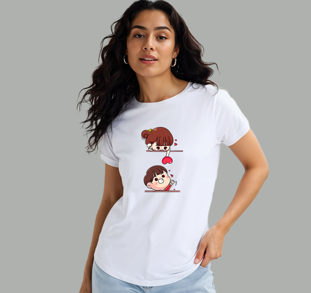 Women’s White Printed T-Shirt – Stylish Half Sleeve Tee